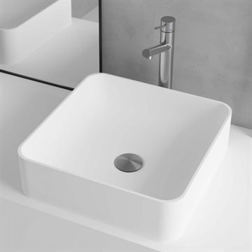 Primy S1 fritstående håndvask 38 x 38 cm i Hvid Solid-surface