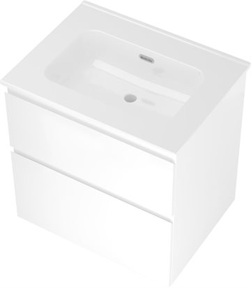 Sanibell Proline møbelpakke 61x46 cm m/2 skuffer uden hanehul - Hvid højglans