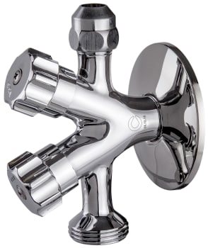 Dobbelt stopventil 1/2" x 10 mm i krom