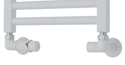 TVS returventilsæt med termostat i hvid, retur venstre side