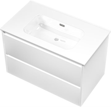 Sanibell Proline møbelpakke 81x46,8 cm m/2 skuffer uden hanehul - mat hvid